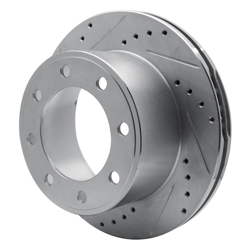 Ford F-250 Super Duty Brake Rotor (1) - Rear Left - R1 Concepts - Drilled & Slotted - Silver - `05-`12